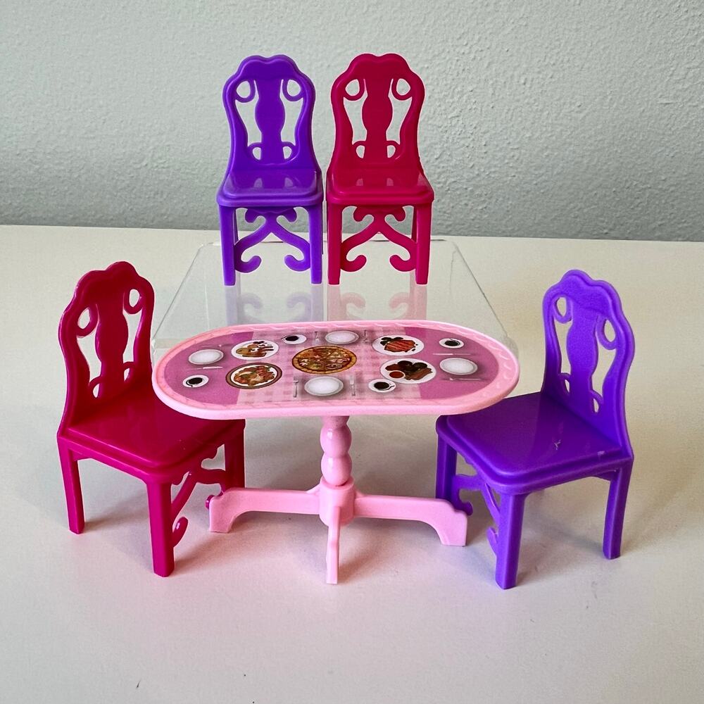 Plastic Dollhouse Furniture Kitchen Table and Chairs